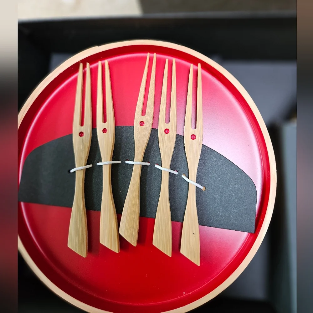 Magewappa KURIKYU Bentwood Japanese Small Wooden Plates Set of 5 W/Forks…